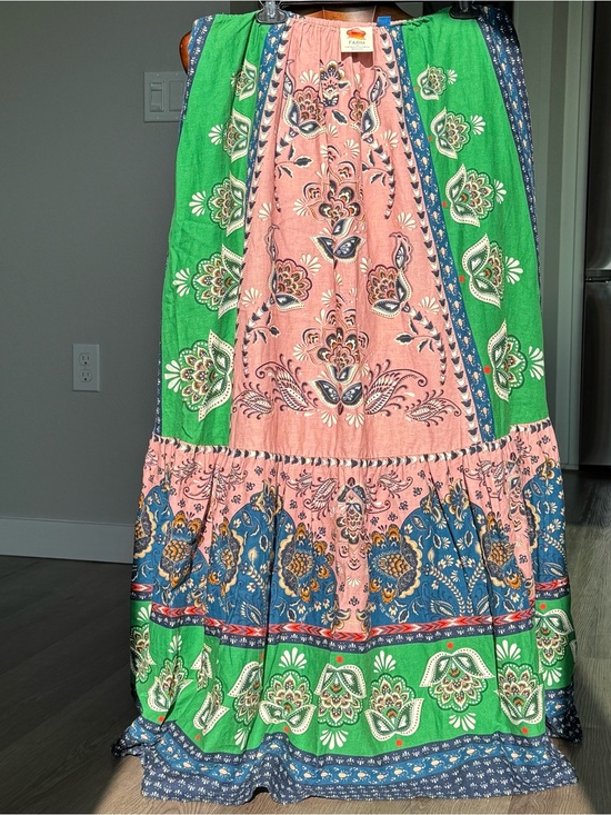 FARM Rio for Anthropologie Dresses & Skirts - Farm Rio Anthropologie Linen Blend Maxi Skirt L Boho Resort Festival Floral